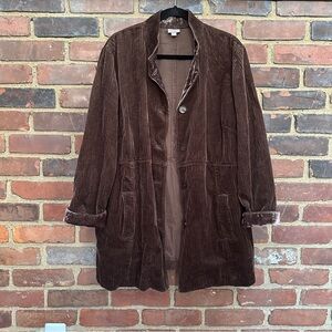 J. Jill | Corduroy Chore Jacket Velvet Trim Cottagecore XL 45 Chest / 30.5 Long